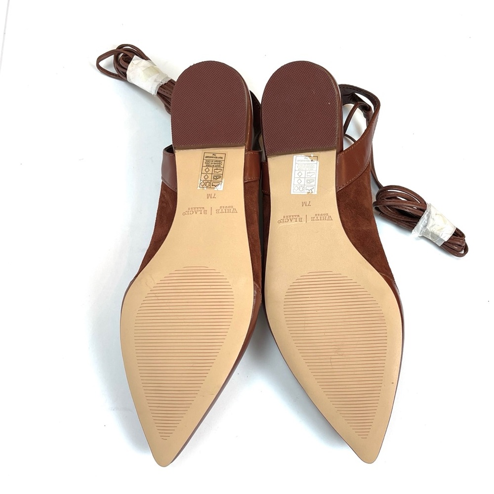 WHBM RICH MAHOGANY LACE UP FLATS - Picture 7 of 8
